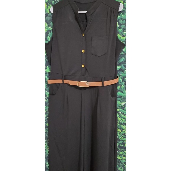 NEW Pink Queen Button Up Long Wide Leg Jumpsuit w/ Belt-XXL - Picture 4 of 7